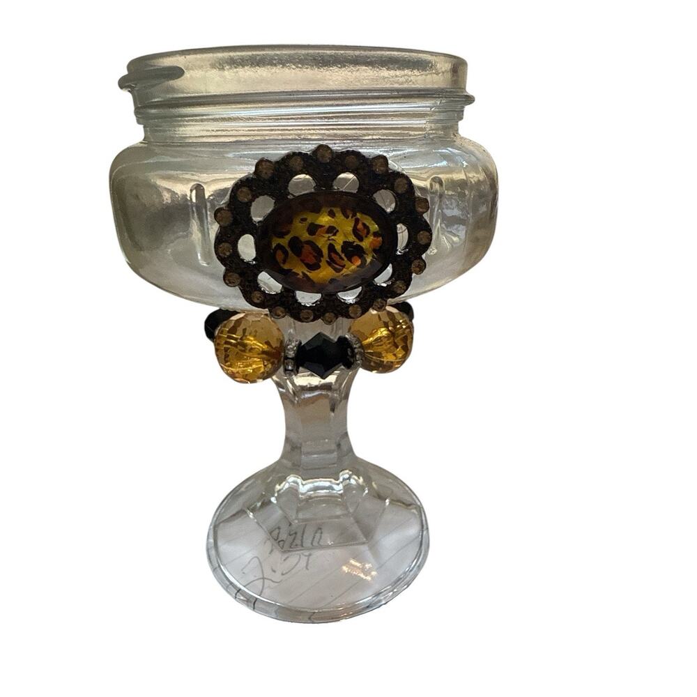 Clear Wine Glass on Pedestal Decorative Drinking Fav Beverage Mason Jar Stemware